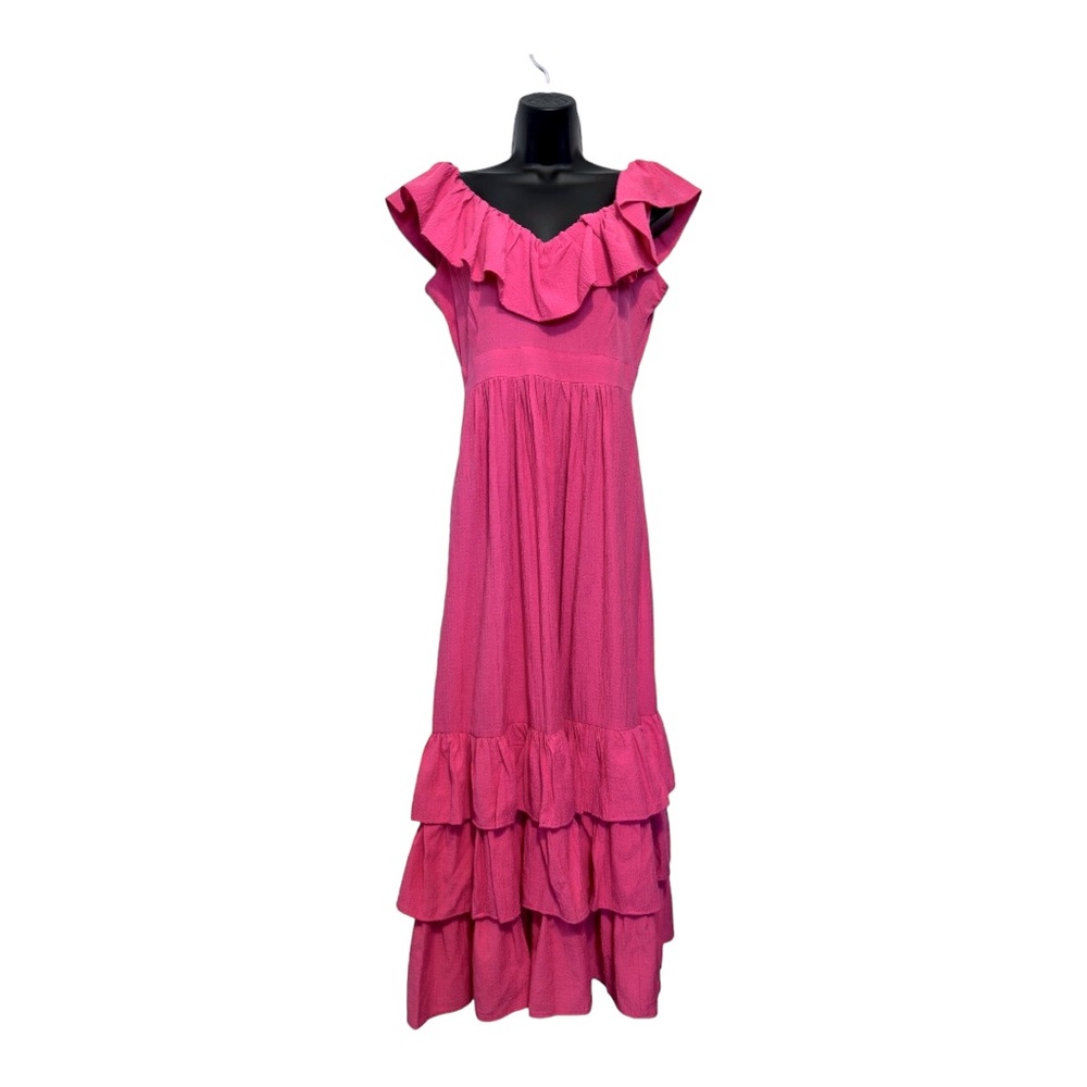Calvin Klein Sleeveless Ruffled V-Neck Tiered A-Line Dress Size 2 - Picture 4 of 9